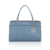 Women's Faux Leather Textured Adjustable Long Belt Handbag (Blue)